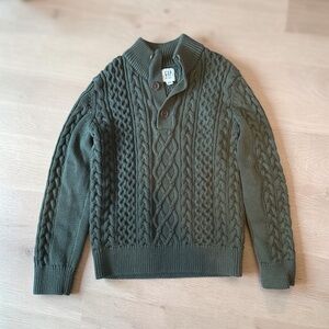 GAP Olive Green Cable Knit Sweater - Kids